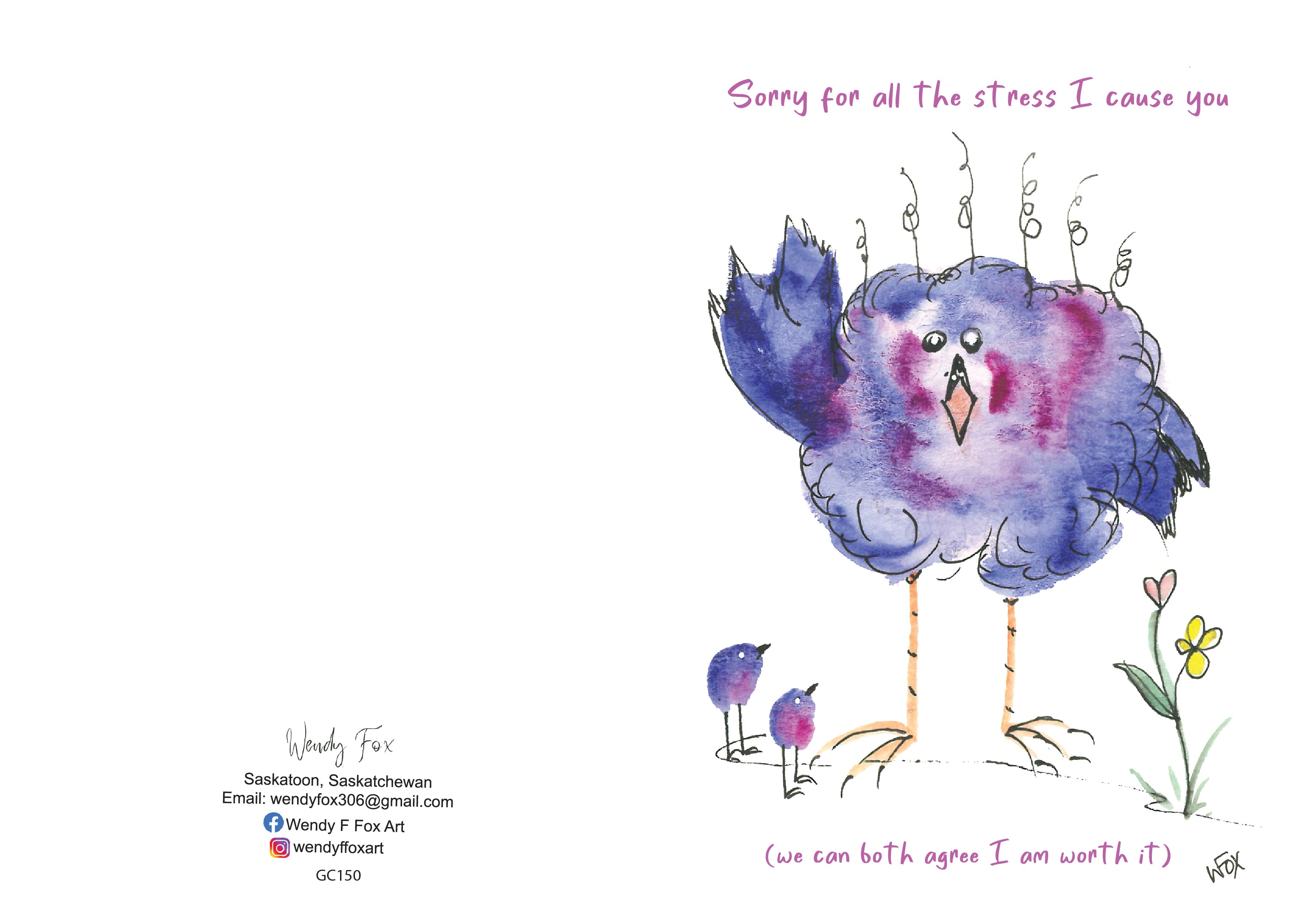5x7 Inch Original Art Cards with Envelope